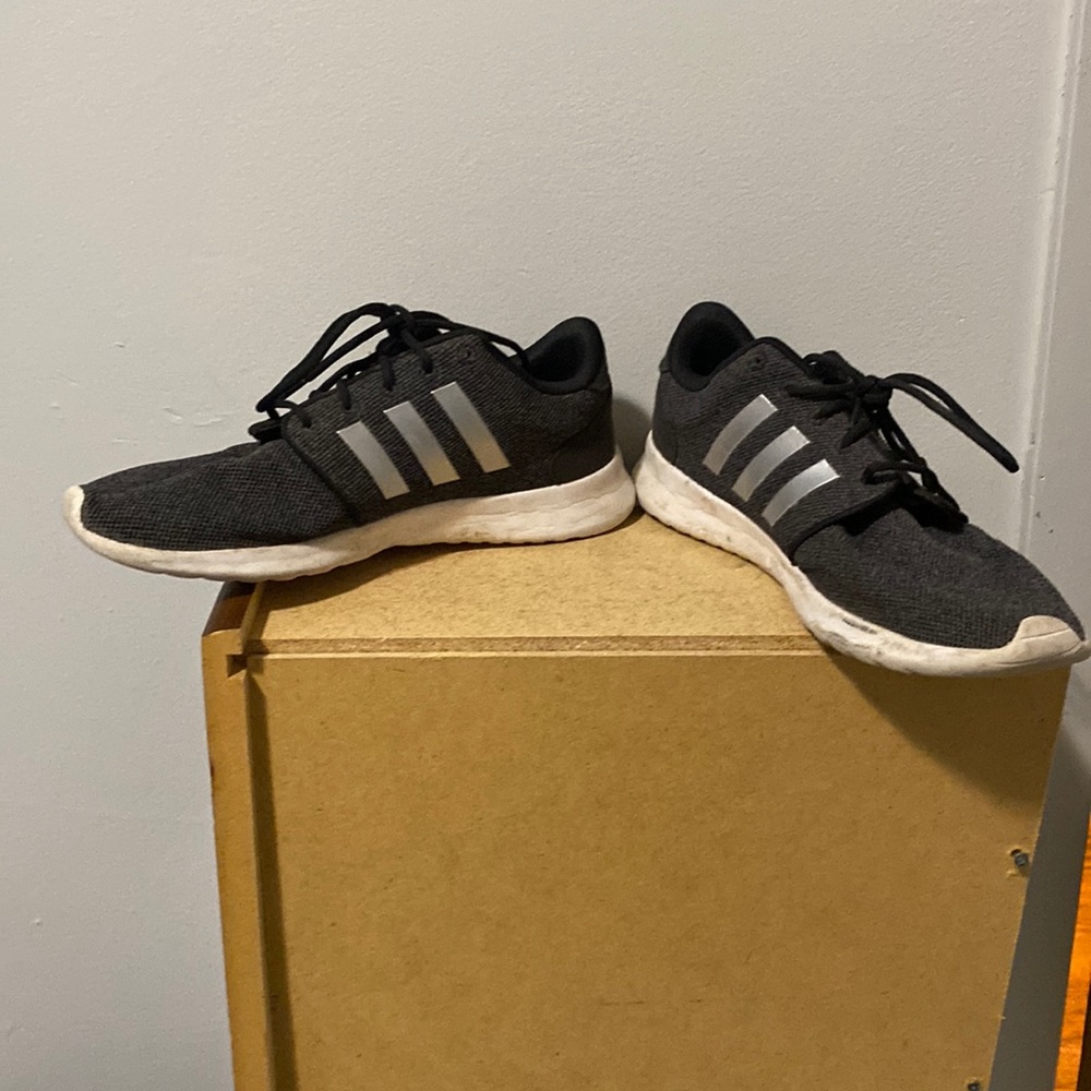 Adidas black striped shoes